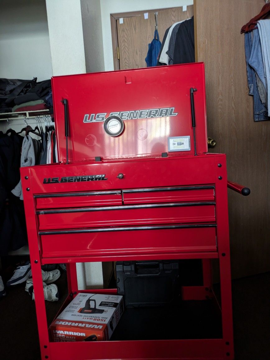 US GENERAL ROLLING TOOL BOX FULL OF TOOLS EVERYTHING NEW