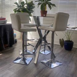 Glass Table Top With Bar Stools