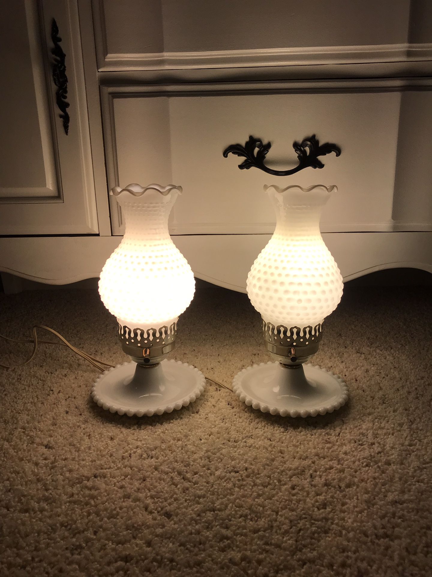 Beautiful milk glass lamps!