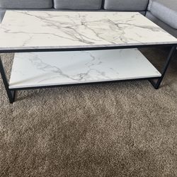 Marble look coffee table with storage