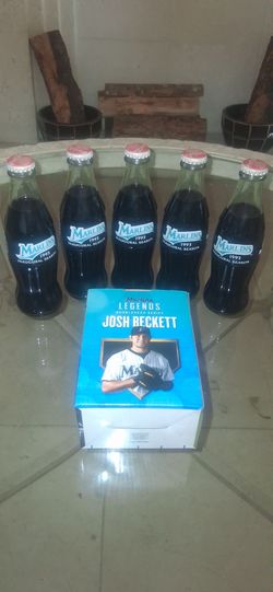 Marlins 1993 Inaugural Season Coca Cola Bottles and Josh Beckett Marlins Hall of Fame Bobble Head, baseball