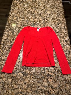 PINK size L red button shirt