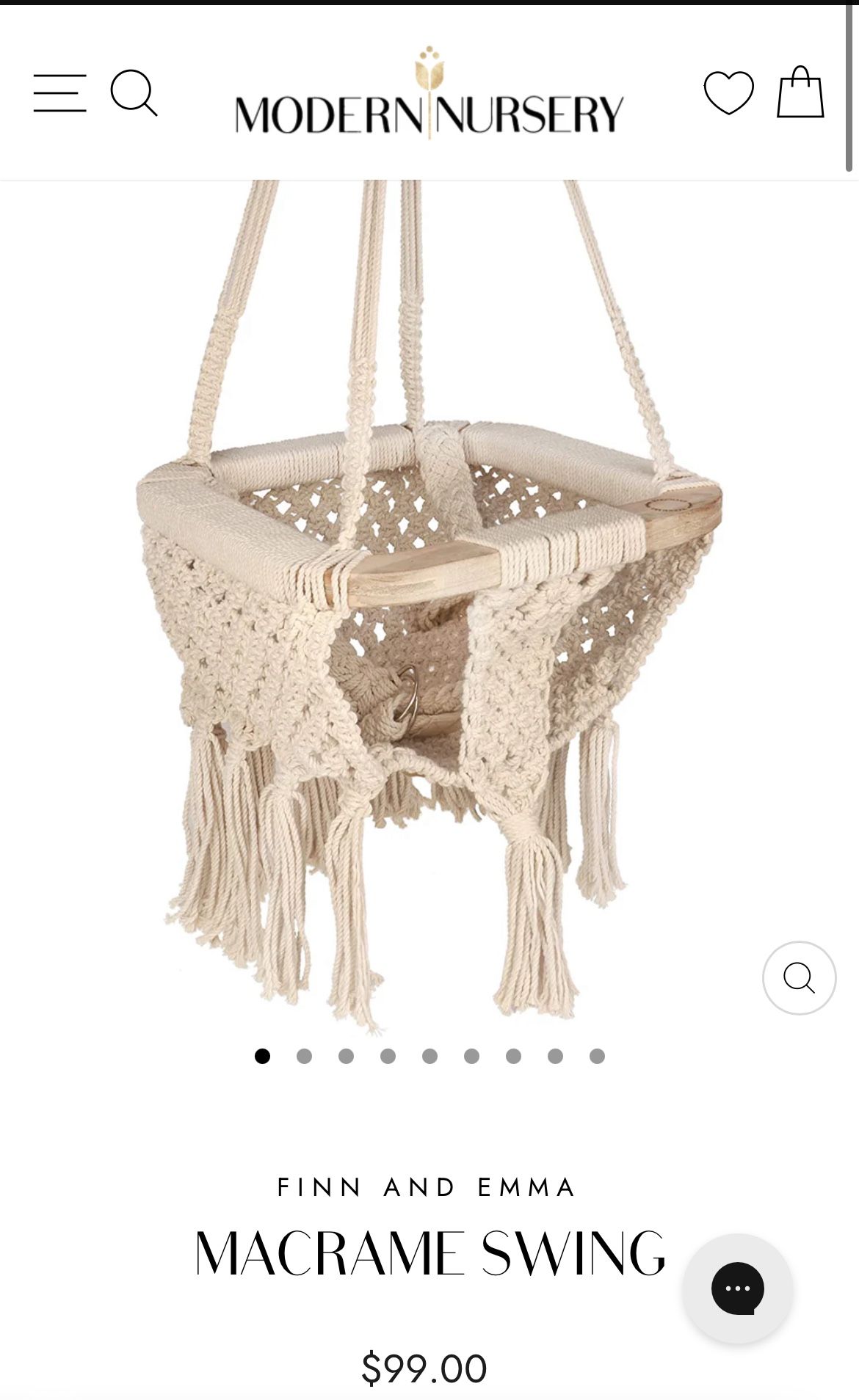 Never Used Macrame Baby Swing 