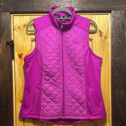 FILA Sport  raspberry Quilted Vest  Top Shirt Zip Up Women's Size M Medium 