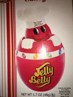 NIB Mr Jelly Belly The Original Gourmet Jelly Bean Red Ceramic Candy Jar