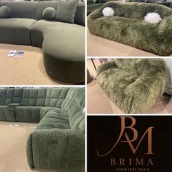Green Couches Onsale Brima Furniture Deals!   1️⃣6️⃣8️⃣ Inside The Boulevard mall !    In front of Victoria secret!  And Next to Footlocker $50 down 