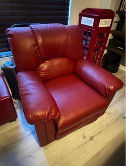 Red/Burgundy Recliner Chair For example: Brand, model, color, and size.