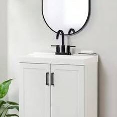 25 in. Single Sink White Bath Vanity with White Cultured Marble Top