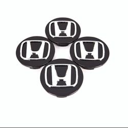 Set of 4 Honda Black Wheel Rim Center Caps Chrome Logo 69MM/2.75” 