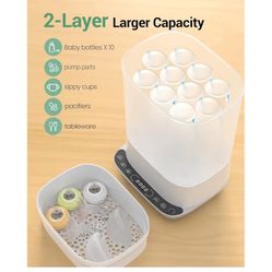 HAUTURE Bottle Sterilizer and Dryer, 6-in-1 Baby Bottle Sterilizer (Esterilizador de Biberones), 10 Bottles Capacity, Electric Steam Bottle Sanitizer 