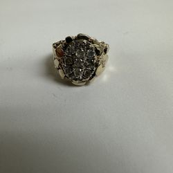 10K Nugget Diamond Ring Size 7 