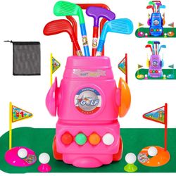 Brandnew  Kids Golf Club Set - Toddler Golf Ball Game Play Set Sports Toys Gift for Boys Girls 3 4 5 6 Year Old (Pink)