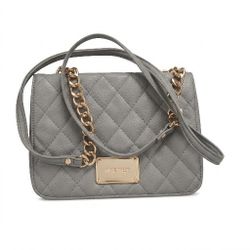 NWOT Nine West Grey Quilted Crossbody Bag-Gold Chain Strap