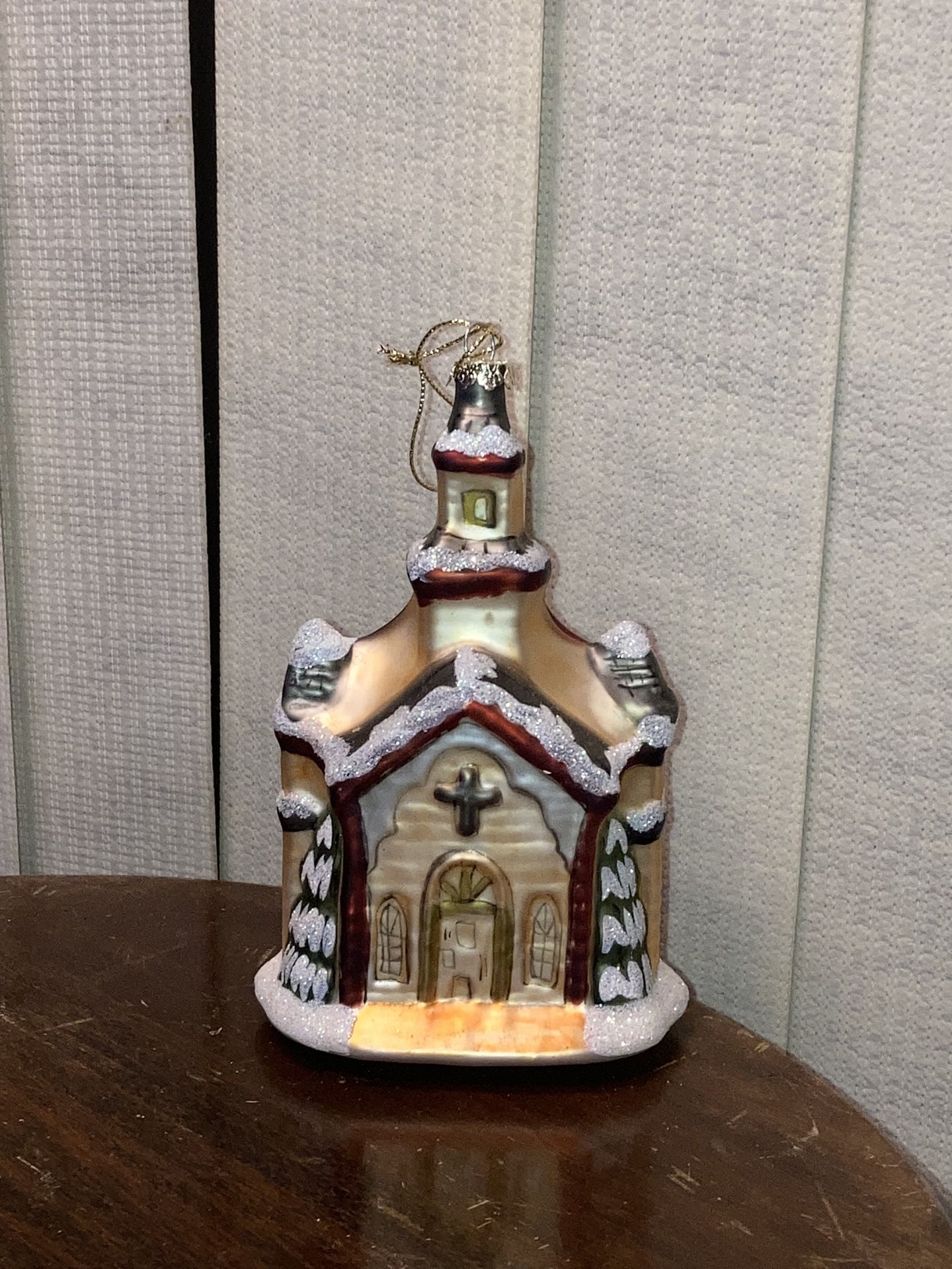 Vintage Old World Glass Blown Country Church Ornament