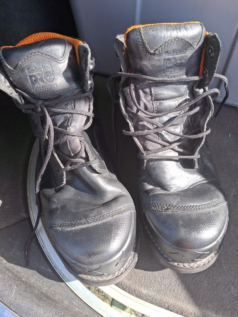 Mens Size 13 Timberland Black Leather Steel Toe Boots