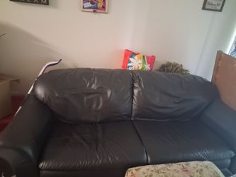 Navy blue leather couch two seater