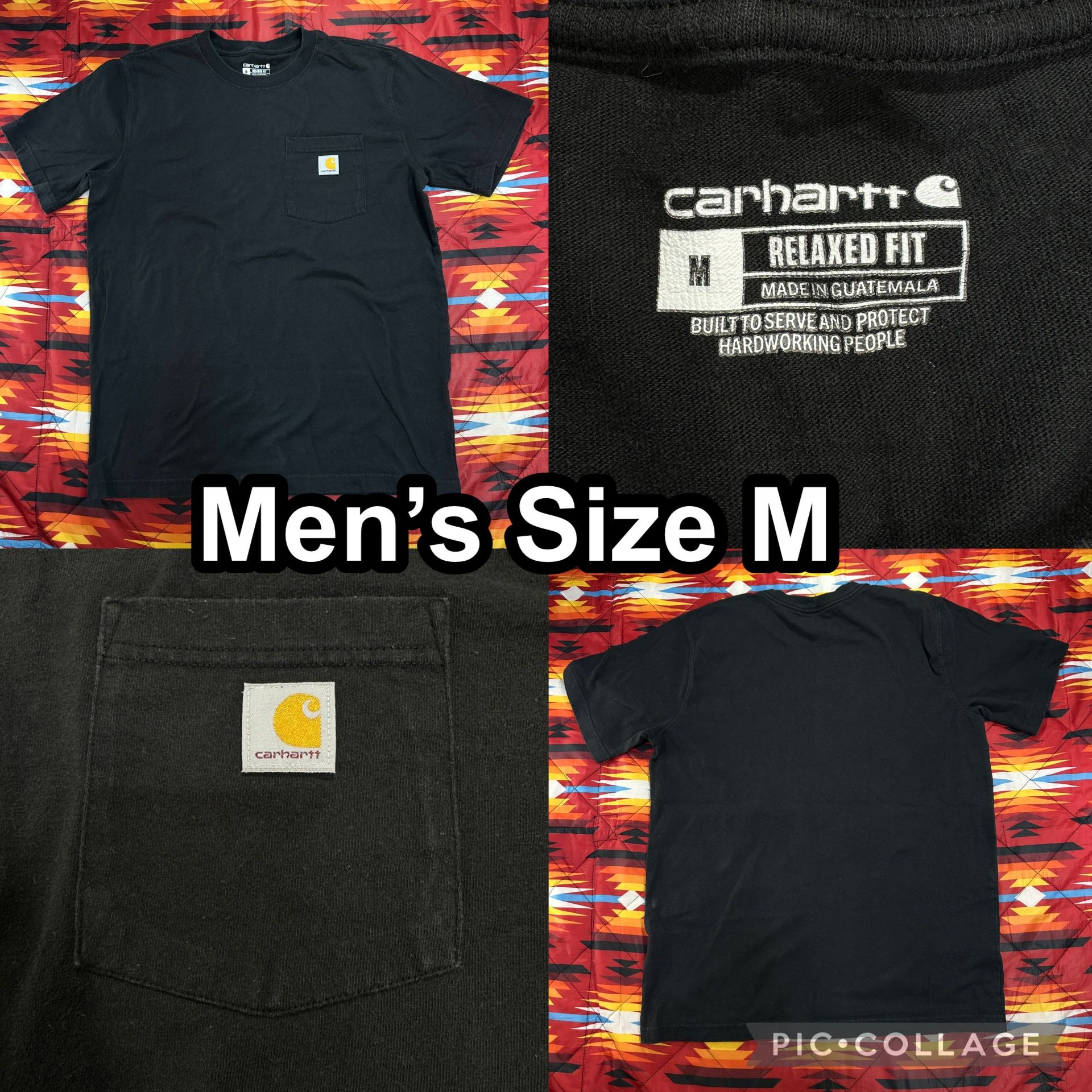 Carhartt Relaxed Fit Pocket Black T-Shirt Men’s Medium Blank Workwear Logo