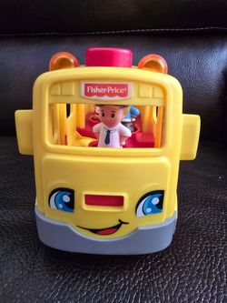 Fisher-Price Little People Musical Toddler Toy Sit with Me School Bus with 4 figures