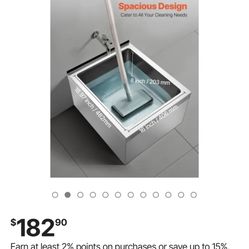 VEVOR Stainless Steel Floor Mop Sink, 22 x 19 x 12 in, 304 Stainless Steel, with Backsplash, 3-in-1 Filter and Wall-Mounted Bracket, X-Shaped Groove f