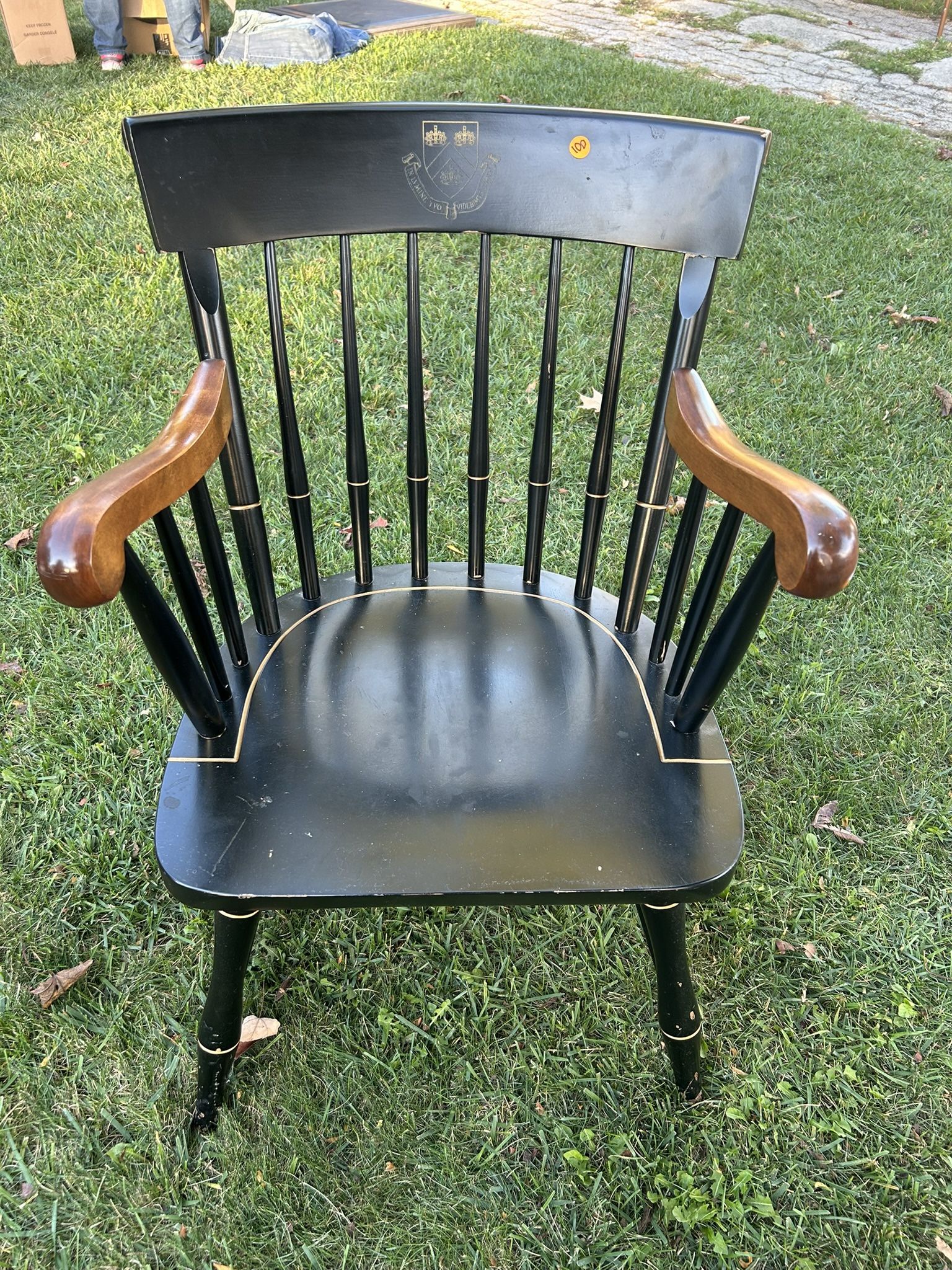 Vintage Black Lacquered Nichols & Stone Windsor Armchair/Captain's Chair - Columbia University