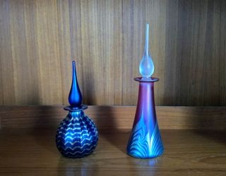Steven Correia Art Glass Perfume Bottles with Stoppers, Set of 2