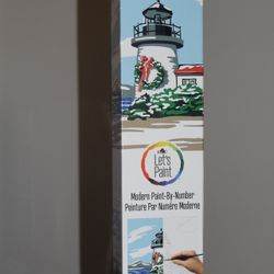 Plaid Let's Paint by Number Christmas Lighthouse Modern Art Sketch DIY NEW