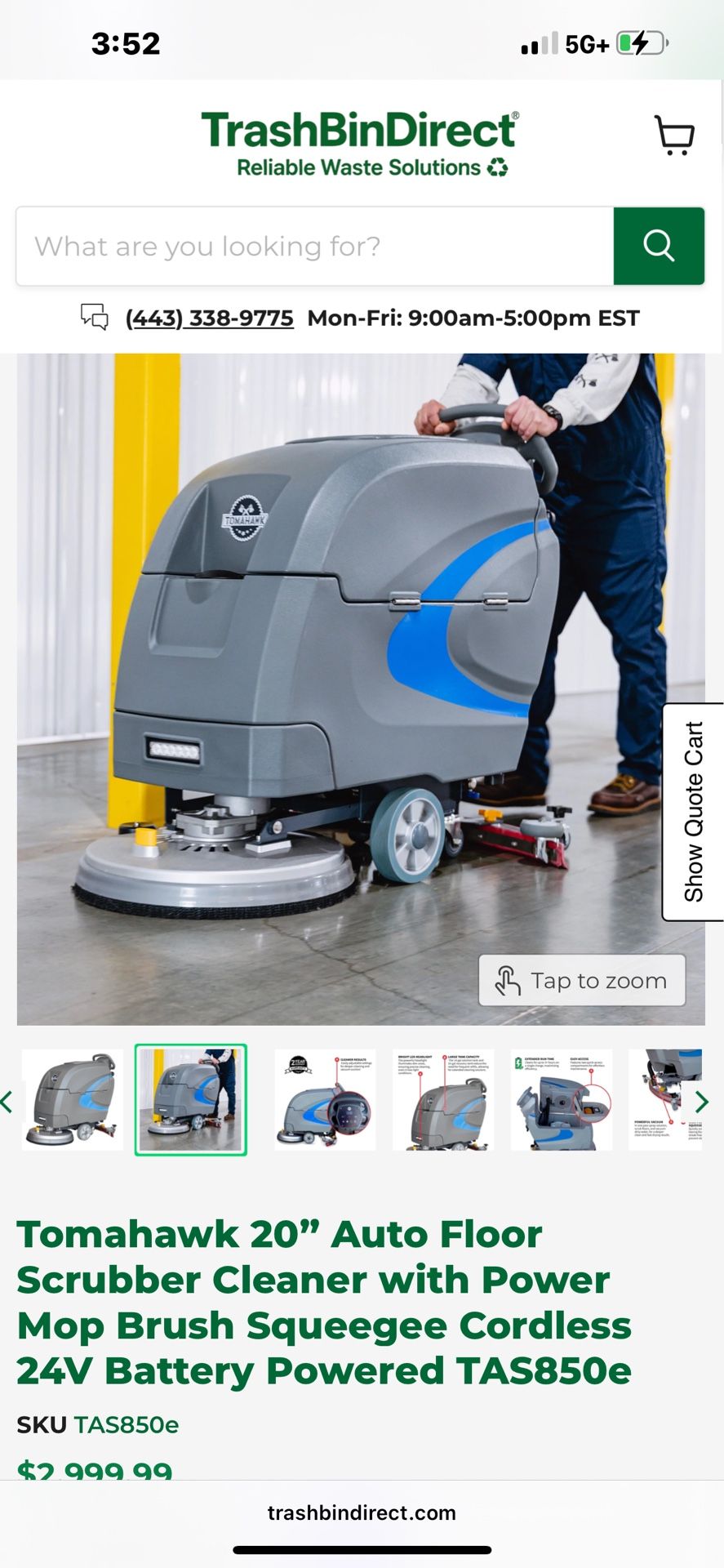 Tomahawk Walk Behind Battery Powered Floor Scrubber