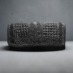 Woven Black Clutch - Sleek Evening Accessory by Jordan Marsh