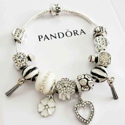 Pandora Charm Bracelet With Silver Charms 