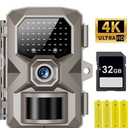 4K 48MP Hunting Camera with Night Vision 0.1s Trigger Motion Activated