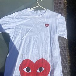 comme des garcon red heart shirt
