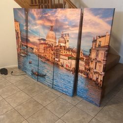 5-Panel Venice Canal Canvas Wall Art Set – Large