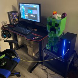 Gaming PC Setup With Desk And Chair