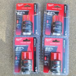 Milwaukee M12 4-2.5 Ah Batteries 