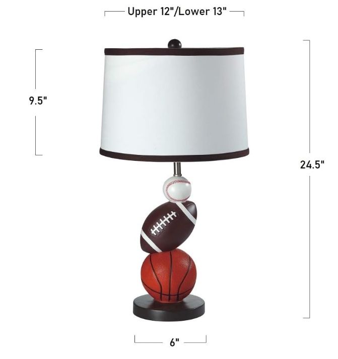 Multi-Sports Table Desk Lamp - 24.5" Tall Great for Sports Themed Rooms, Bedrooms or Kids Rooms (Mixed Sports, 24.5"H) $40.00