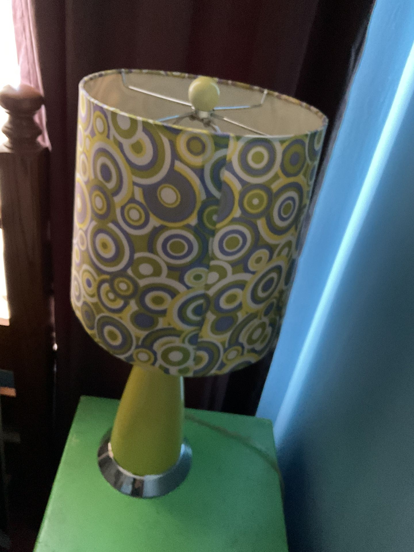 A Beautiful Old , Colorful Lamp And The Shade (NO SHIPPING)