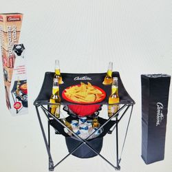 All In One - Folding Table With Insulated Cooler And Travel Bag 