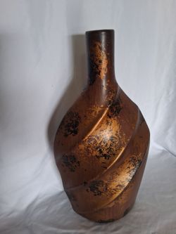 Vintage Metallic  Bronze Spiral Ceramic  Vase.