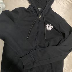 Black true religion zip up sweater