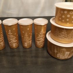 Tupperware Holiday Design Gold Tumblers and Nesting Canisters for Sale in  Hollywood, FL - OfferUp