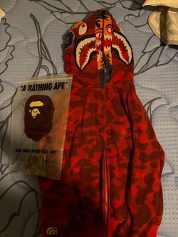 BAPE A Bathing Ape Red Camo Shark Full-Zip Hoodie
