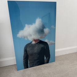 Glass Print Man In Clouds