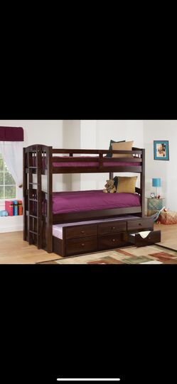 Brown Cherry bunk bed with 3 beds!