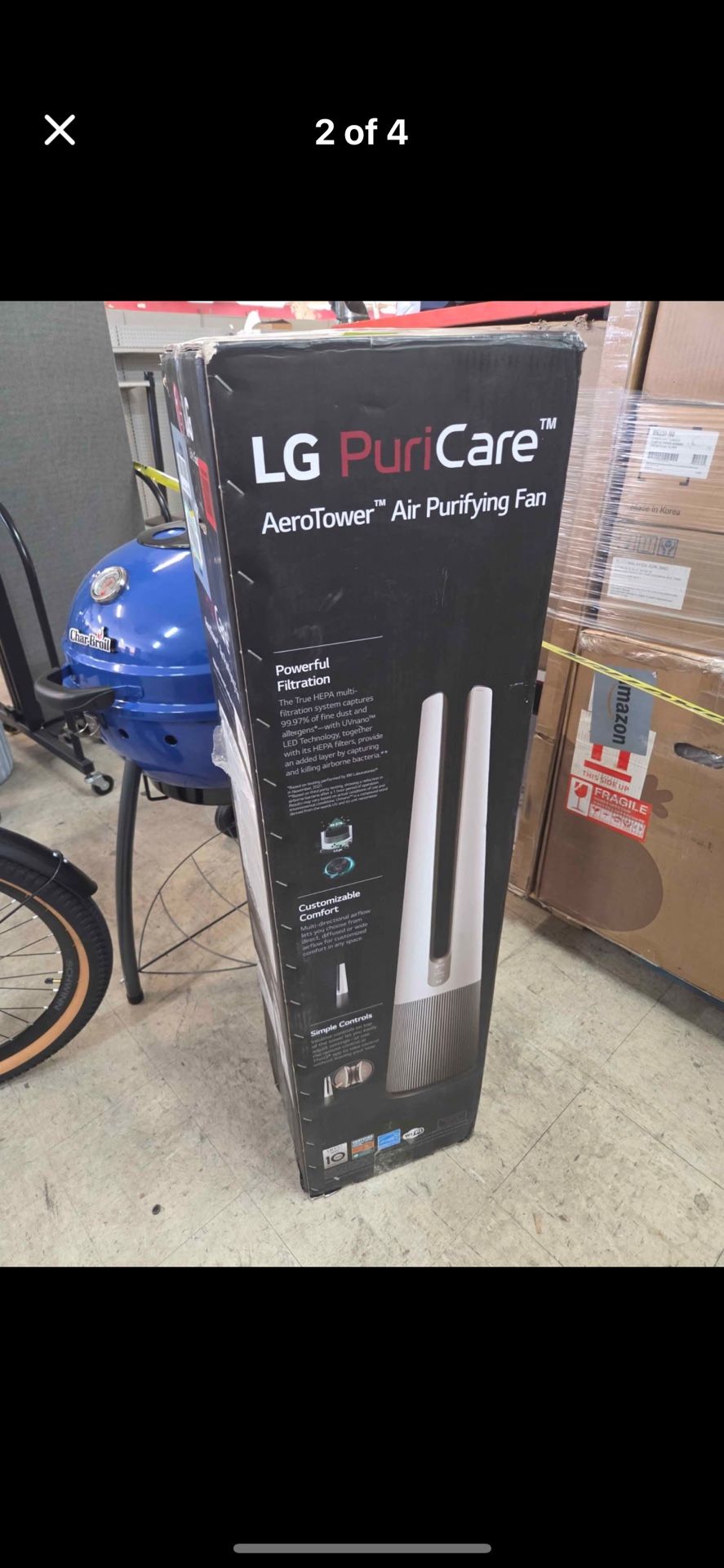 LG PuriCare AeroTower Air Purifier Fan for Home, Large and Small Room, Bedroom, with True HEPA Filter, Multiple Airflow Options, WiFi, Air Quality Mon