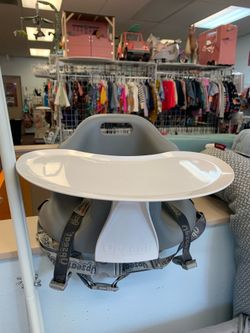 UpSeat Grey ergnomic baby floor & booster seat with tray