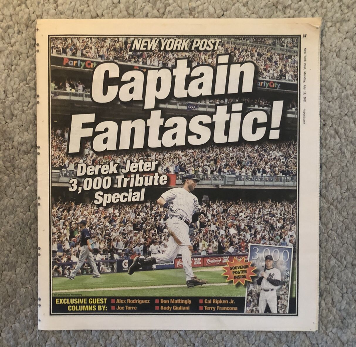 New York Post-Derek Jeter Makes History Pull Out Section July.11,2011 GC