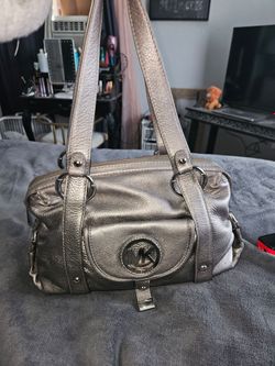 Michael Kors Metallic Silver Leather Handbag