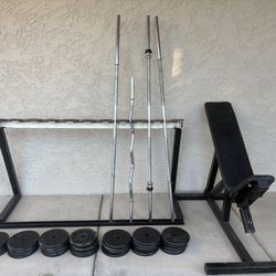 Standard Weight Bench, Rack And Weight