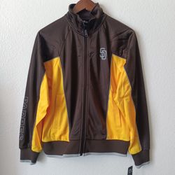 Women's XXL San Diego Padres G-III 4Her Full-Zip Track Jacket Brown Gold Grey