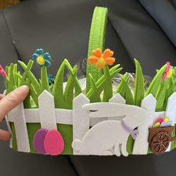 Green Felt Bunny Easter Basket 